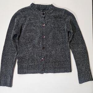 Express Vintage Cardigan Sweater Womens Size XS Grey Velour‎ Button Down